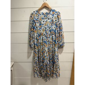 Joie Women’s Sz S Blue Floral Printed Maxi Dress Limited Edition Chiffon V-Neck